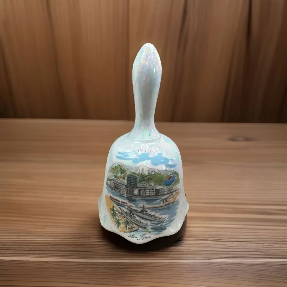 Vtg Toulon France Arsenal Harbor Souvenir Bell Collectable Made in Japan La Rade